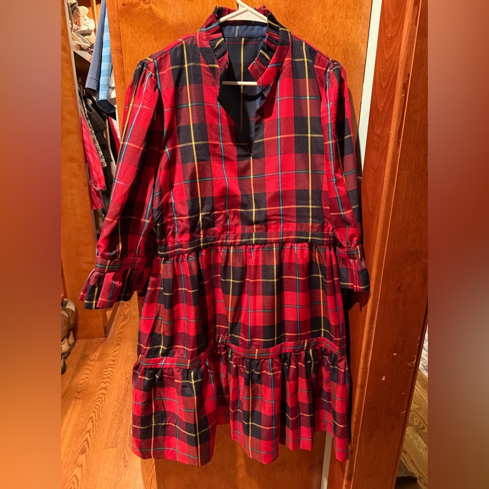 Gretchen Scott Red Plaid Long Sleeve Dress